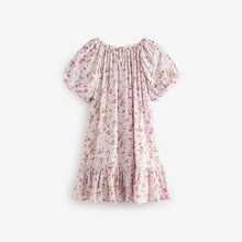 Load image into Gallery viewer, Lilac Purple Floral Puff Sleeve Summer Dress (3-12yrs)