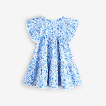 Load image into Gallery viewer, Blue Floral Printed Ruffle Summer Dress (4-12yrs)