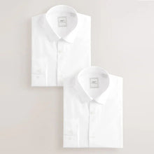 Load image into Gallery viewer, White Regular Fit Easy Care Long Sleeve Single Cuff Smart Shirts 2 Pack