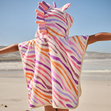 Load image into Gallery viewer, Bright Zebra Towelling 100% Cotton Poncho (9mths-6yrs)
