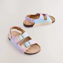 Load image into Gallery viewer, Multi Glitter Standard Fit (F) Corkbed Double Two Strap Sandals