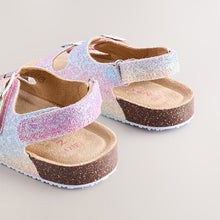 Load image into Gallery viewer, Multi Glitter Standard Fit (F) Corkbed Double Two Strap Sandals
