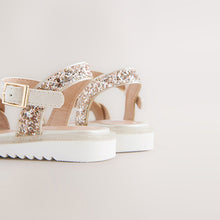 Load image into Gallery viewer, Ivory Glitter Occasion Sandals