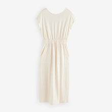 Load image into Gallery viewer, Cream 100% Cotton Summer Midi T-Shirt Dress