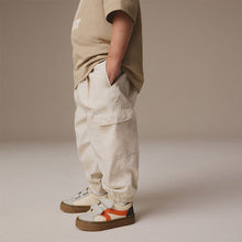 Load image into Gallery viewer, Neutral 100% Cotton Baggy Cargo Trousers with Toggle Waist (3mths-6yrs)