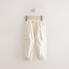 Load image into Gallery viewer, Neutral 100% Cotton Baggy Cargo Trousers with Toggle Waist (3mths-6yrs)