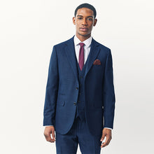 Load image into Gallery viewer, Blue Tailored Fit Textured Wool Suit Jacket