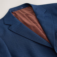 Load image into Gallery viewer, Blue Tailored Fit Textured Wool Suit Jacket