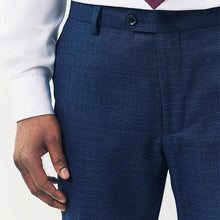 Load image into Gallery viewer, Blue Tailored Fit Textured Wool Suit Trousers