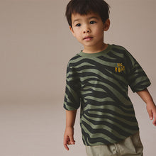 Load image into Gallery viewer, Khaki Green Animal Print Short Sleeve T-Shirt (3mths-6yrs)