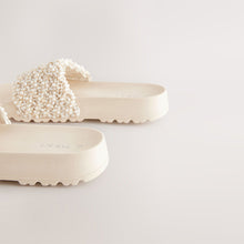 Load image into Gallery viewer, Ivory Pearl Woven Sliders