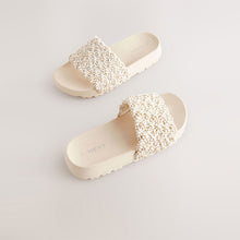 Load image into Gallery viewer, Ivory Pearl Woven Sliders