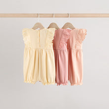 Load image into Gallery viewer, Tonal Pink Broderie 3 Pack Baby Rompers