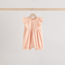 Load image into Gallery viewer, Tonal Pink Broderie 3 Pack Baby Rompers