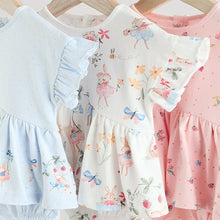 Load image into Gallery viewer, Pink Fairy Mouse 3 Pack Skirted Baby Rompers