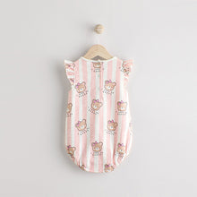 Load image into Gallery viewer, Pink/White Stripe I Love My Daddy Baby Bloomer Romper