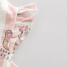 Load image into Gallery viewer, Pink/White Stripe I Love My Daddy Baby Bloomer Romper