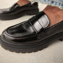 Load image into Gallery viewer, Black Patent Standard/Wide Fit Chunky Loafers