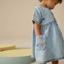 Load image into Gallery viewer, Denim Embroidered Relaxed Summer Dress (3mths-6yrs)