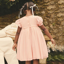 Load image into Gallery viewer, Pink Embroidered Mesh Dress (3mths-6yrs)