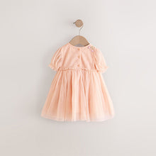 Load image into Gallery viewer, Pink Embroidered Mesh Dress (3mths-6yrs)