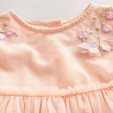 Load image into Gallery viewer, Pink Embroidered Mesh Dress (3mths-6yrs)
