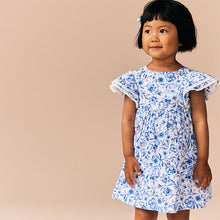 Load image into Gallery viewer, Blue Floral Angel Sleeve Dress (3mths-6yrs)