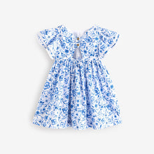 Load image into Gallery viewer, Blue Floral Angel Sleeve Dress (3mths-6yrs)