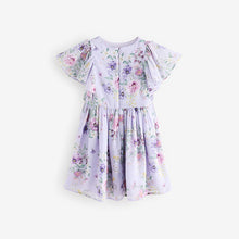 Load image into Gallery viewer, Lilac Purple Angel Sleeve Embellished Dress (3-12yrs)