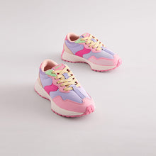 Load image into Gallery viewer, Pink Colourblock Lace-Up Chunky Trainers