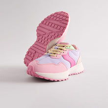 Load image into Gallery viewer, Pink Colourblock Lace-Up Chunky Trainers