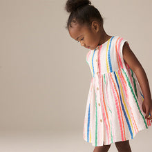 Load image into Gallery viewer, Rainbow Stripe Button Through Summer Dress (3mths-6yrs)