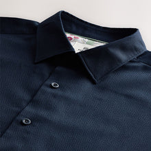 Load image into Gallery viewer, Navy Dobby Regular Fit Short Sleeve Textured Shirt