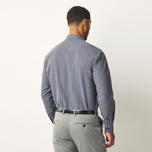 Load image into Gallery viewer, Navy Regular Fit Smart Cotton Rich Trimmed Textured Shirt