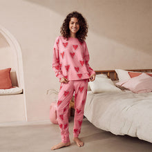 Load image into Gallery viewer, Pink Heart 100% Cotton Long Sleeve Pyjamas