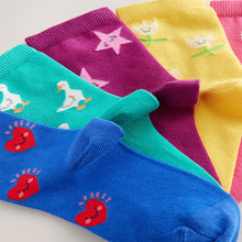 Load image into Gallery viewer, Multi 5 Pack Cotton Rich Character Ankle Socks