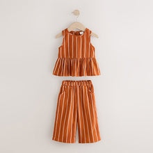 Load image into Gallery viewer, Rust Orange Stripe 100% Cotton Blouse And Trousers Co-Ord Set (3mths-6yrs)