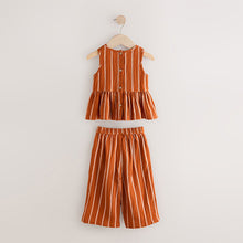 Load image into Gallery viewer, Rust Orange Stripe 100% Cotton Blouse And Trousers Co-Ord Set (3mths-6yrs)