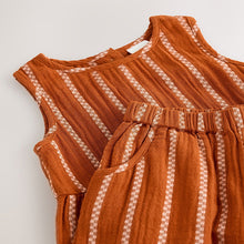 Load image into Gallery viewer, Rust Orange Stripe 100% Cotton Blouse And Trousers Co-Ord Set (3mths-6yrs)