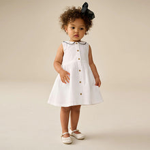 Load image into Gallery viewer, White Sleeveless Collar Summer Dress (3mths-6yrs)