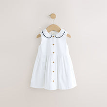 Load image into Gallery viewer, White Sleeveless Collar Summer Dress (3mths-6yrs)