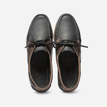 Load image into Gallery viewer, Men's Boat Shoes Navy and Beige Leather