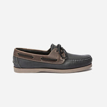 Load image into Gallery viewer, Men's Boat Shoes Navy and Beige Leather