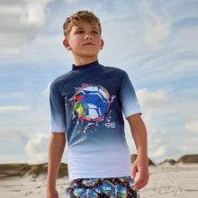 Load image into Gallery viewer, Black/Navy Short Sleeve Rash Vest (3-12yrs)