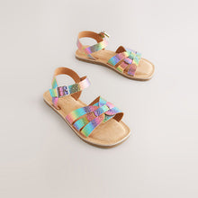 Load image into Gallery viewer, Rainbow Standard Fit (F) Leather Woven Sandals