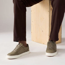 Load image into Gallery viewer, Khaki Green Lace-Up Low Trainers