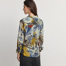 Load image into Gallery viewer, Abstract Blue Print Long Sleeve Button Down Shirt
