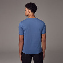 Load image into Gallery viewer, Blue Slim Fit Essential Crew Neck Cotton T-Shirt