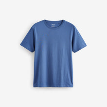 Load image into Gallery viewer, Blue Slim Fit Essential Crew Neck Cotton T-Shirt