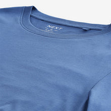 Load image into Gallery viewer, Blue Slim Fit Essential Crew Neck Cotton T-Shirt